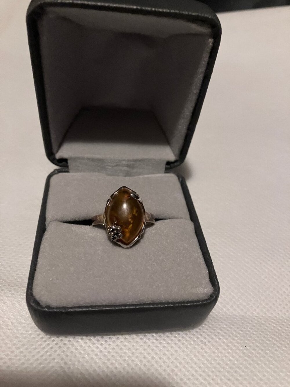 Sterling and amber ring
